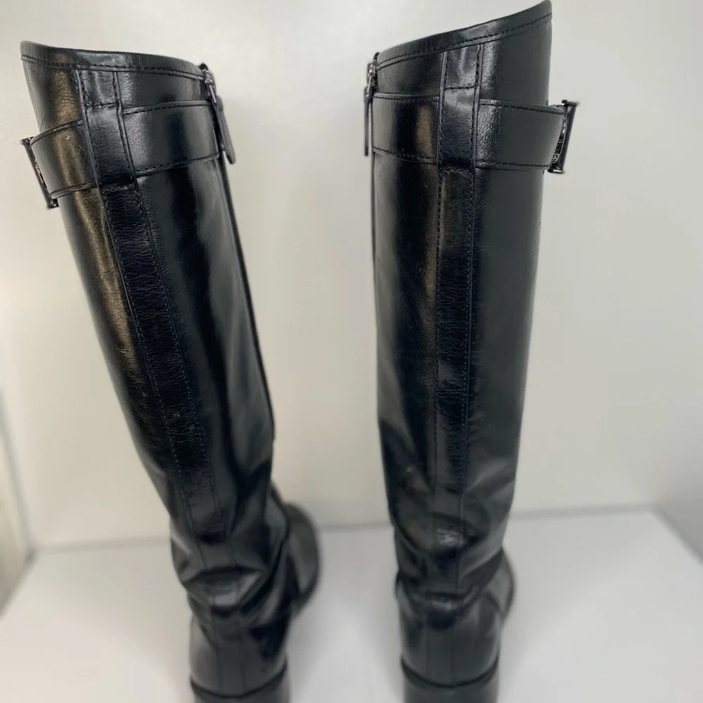 TORY BURCH Grace Black Knee-High Leather Riding Boots